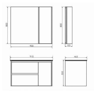 Comforty Тумба-умывальник "Бремен-90" дуб белый с раковиной Comforty 9090EL